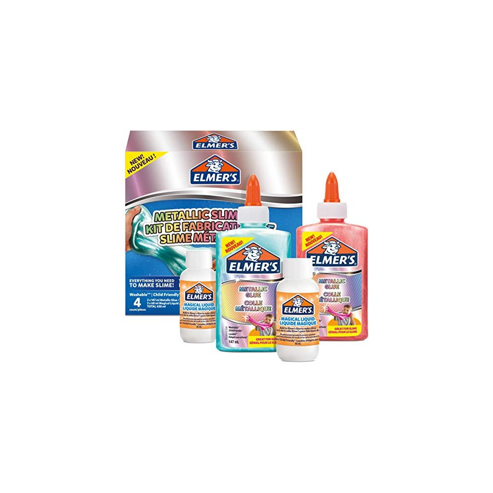 ElmerâÃÃs Metallic Slime Kit | Slime Supplies Include Metallic PVA Glue | With Magical Liquid Slime Activator | 4 Piece Kit