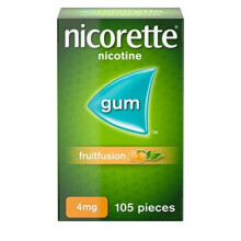 Žuvačky Nicorette - príchuť Fruitfusion - svieža chuť na odvykanie od fajčenia - nikotínové žuvačky - 4 mg, 105 kusov