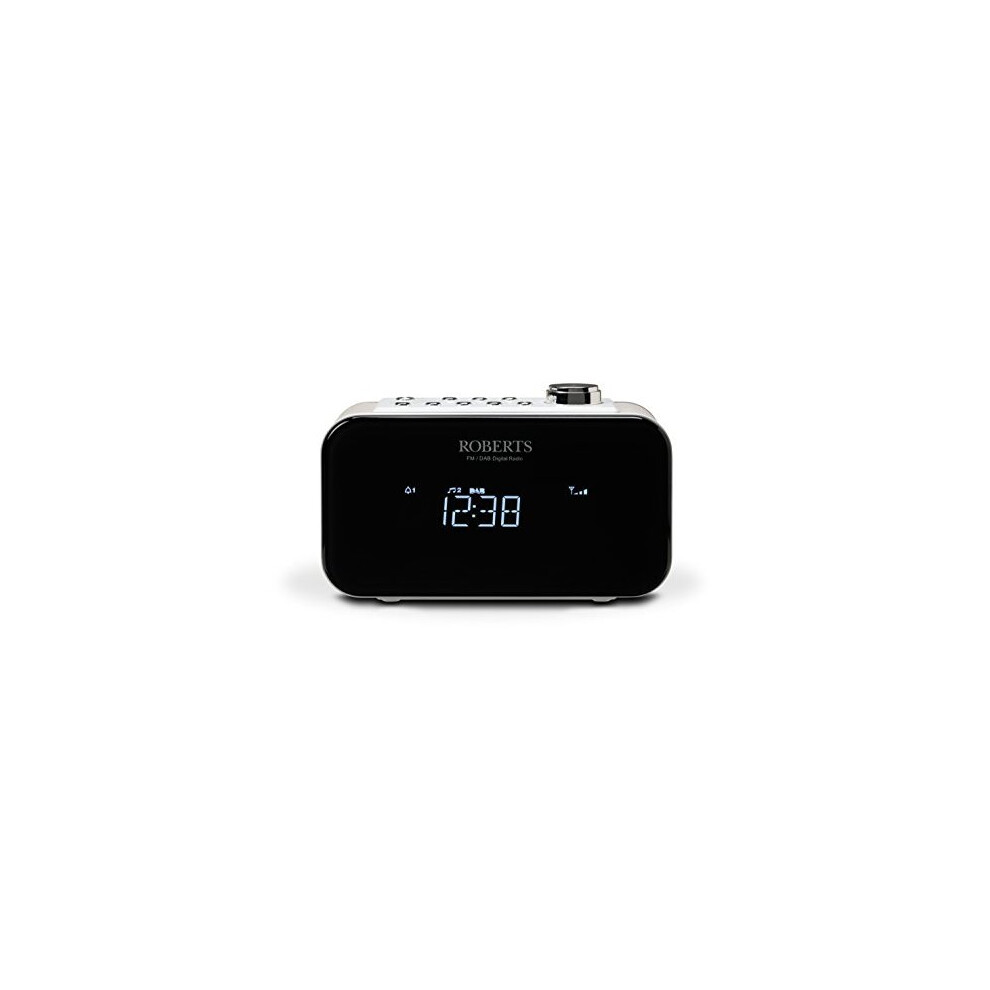 Roberts Radio ORTUS2W DAB+/DAB/FM Alarm Clock Radio with USB Smartphone Charging - White