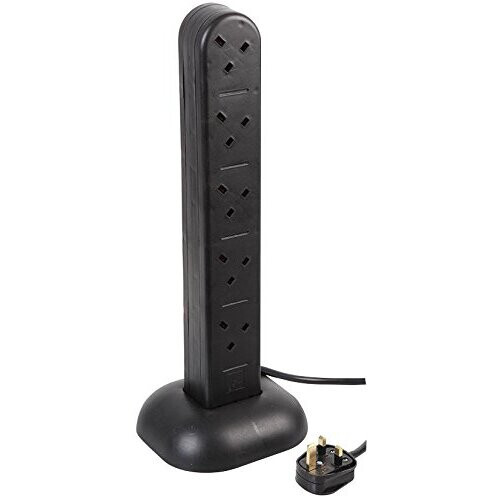 Pro Elec EXTENSION TOWER 10-GANG + NEON, BLACK