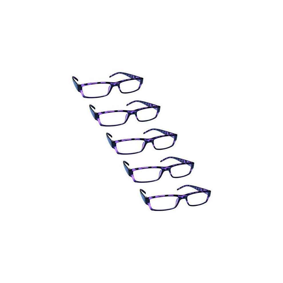 The Reading Glasses Company Purple Tortoiseshell Value 5 Pack Lightweight Mens Womens Rrrrr32-5 +2.50