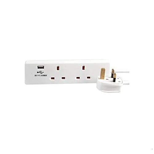 Pro Elec Καλώδιο επέκτασης δικτύου 2 γωνιών με USB, 1m, λευκό usb