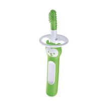 MAM Massaging Brush for Baby's Oral Care, Baby Training Toothbrush with Safety Shield, Perfect for Baby's First Toothbrush, Dental Care, Green