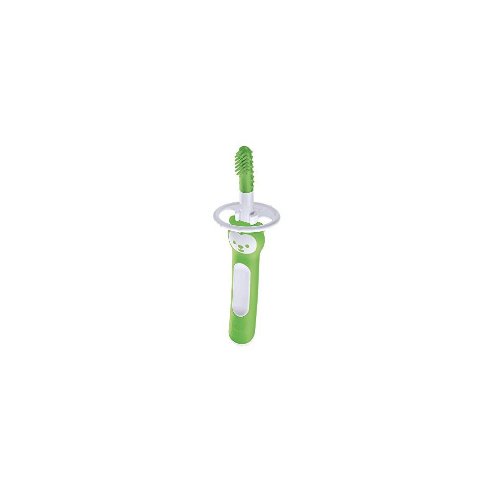 Mam Massaging Brush For Baby's Oral Care, Baby Training Toothbrush With Safety Shield, Perfect For Baby's First Toothbrush, Dental Care, Green