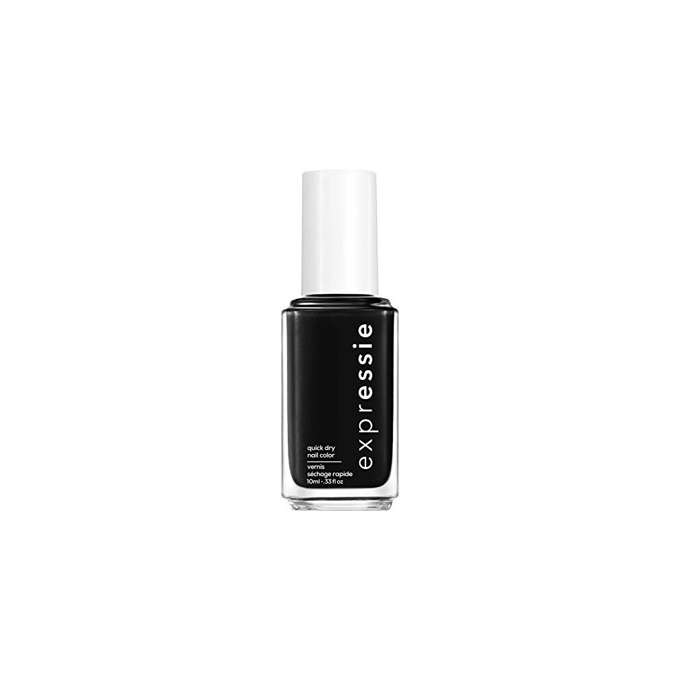 essie Expressie Nail Polish Quick Dry Formula, No Base Coat and Top Coat Needed, Vegan, Angled Brush, Black Grey Nail Varnish 380 Now Or Never