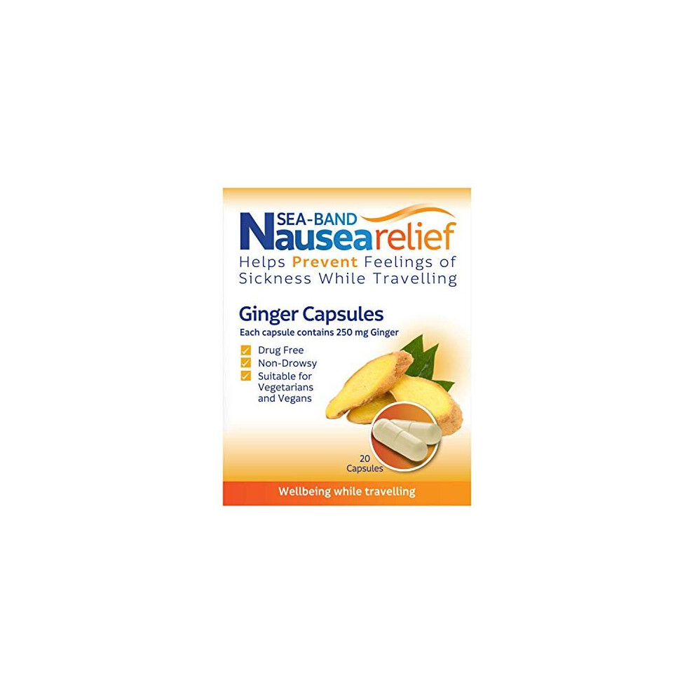 Sea-Band Nausea Relief Ginger Capsules for Travel Sickness Relief, 25 g