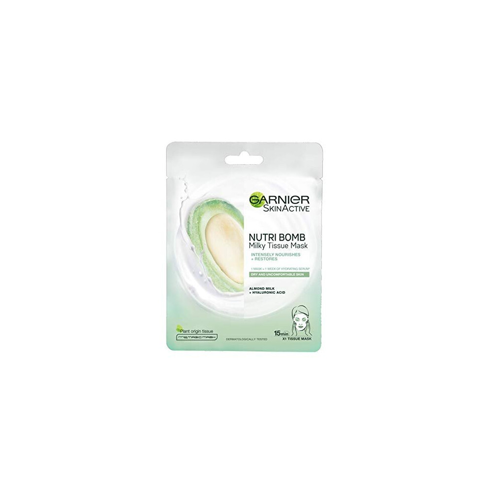 Garnier Nutri Bomb Milky Face Sheet Mask Almond Milk and Hyaluronic Acid for Nourished & Restored Skin 28 g