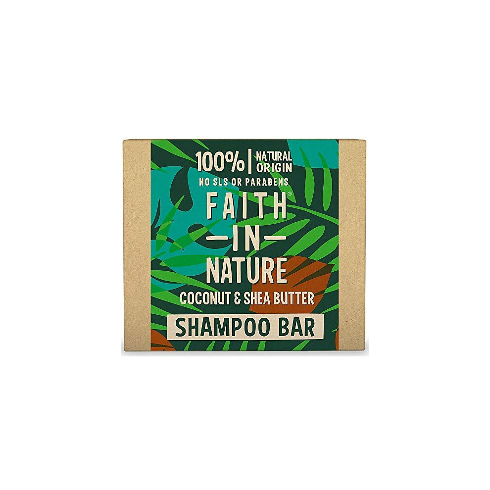Faith In Nature Natural Coconut And Shea Butter Shampoo Bar, Hydrating, Vegan And Cruelty Free, Paraben And Sls Free, For Normal To Dry Hair, 85 G