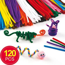 Baker Ross Fluffy Soft Pipe Cleaners Value Pack 10 Assorted Colours 30cm Craft Supplies Kids (Pack of 120)