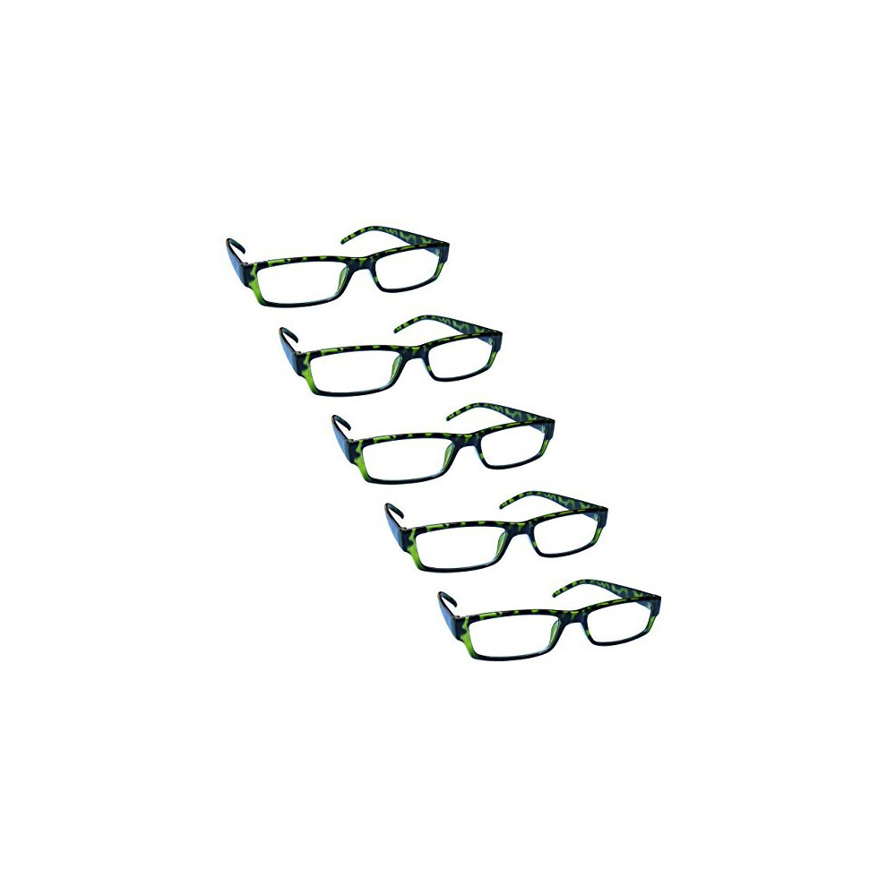 The Reading Glasses Company Green Tortoiseshell Value 5 Pack Lightweight Mens Womens Rrrrr32-6 +2.50