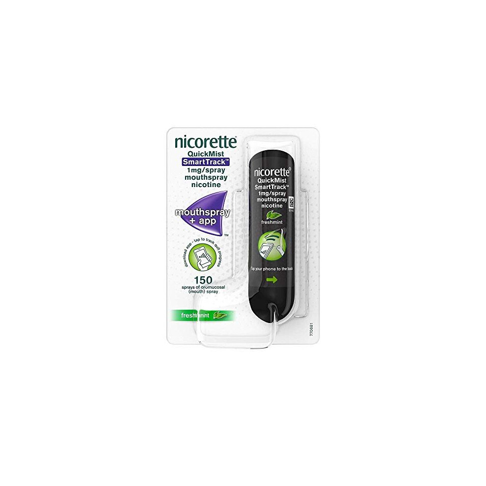 Nicorette QuickMist SmartTrack Mouth Spray, Freshmint Flavour, Nicorette Quickmist Nicotine Spray, 1 mg