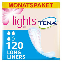 Lights by TENA Long Liner, for Light Bladder Weakness, Monthly Pack of 120 Incontinence Liners for Women