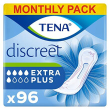 TENA Lady Extra Plus Towels, for Moderate to Heavy Bladder Weakness, Monthly Pack of 96 Incontinence Pads for Women