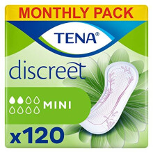 TENA Lady Discreet Mini Towels, for Light Bladder Weakness, Monthly Pack of 120 Incontinence Pads for Women