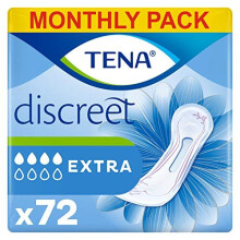 TENA Lady Extra Towels, for Moderate to Heavy Bladder Weakness, Monthly Pack of 72 Incontinence Pads for Women