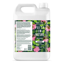 FAITH IN NATURE Natural Wild Rose Shampoo, Restoring, Vegan & Cruelty Free, Parabens and SLS Free, For Normal to Dry Hair, Refill Pack, 5 L