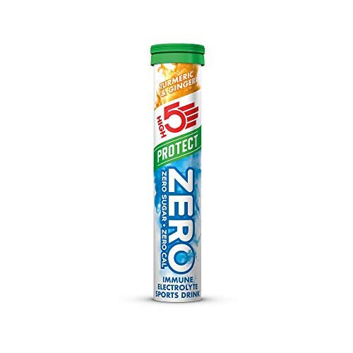 HIGH5 Zero Protect Electrolyte Hydration Tablets Added VIT C & D (Turmeric & Ginger, 20 Tablet Tubes)