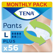TENA Pants Plus, Large, for Moderate to Heavy Bladder Weakness, Monthly Pack of 56 Incontinence Pants for Men and Women