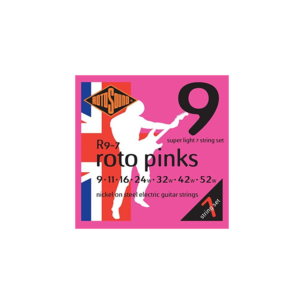 Rotosound Nickel Super Light Gauge 7 String Electric Guitar Strings (9 11 16 24 32 42 52)