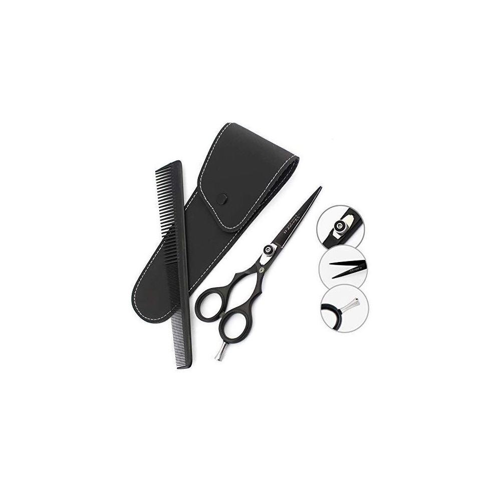 Sharpy Black Professional Hairdressing Scissors Hair Scissor For Hairdressers Barbers Stainless Steel Hair Cutting Shears - For Salon Barbers, Men, Women, Childr
