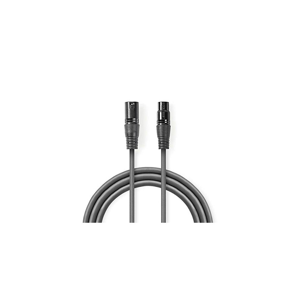 Nedis COTH15012GY10 Digital DMX Cable 110 Ohm | XLR 3-Pin Male - XLR 3-Pin Female | 1.0 m | Grey