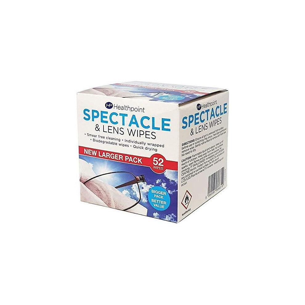 Healthpoint Spectacle Wipes Extra Value 6 Packs Of 52 = 312 Wipes