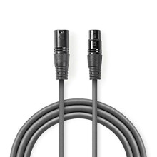 DMX-Adapterkabel | XLR 3-poliger Stecker | XLR 3-polige Buchse | Vernickelt | 1,50 m | Rund | PVC | Dunkelgrau | Papphülle