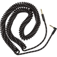 Fender Deluxe Series opgerolde instrumentkabel Gitaarkabel Kerstcadeautjes Gitaaraccessoires Recht/hoek Zwart Tweed 30ft