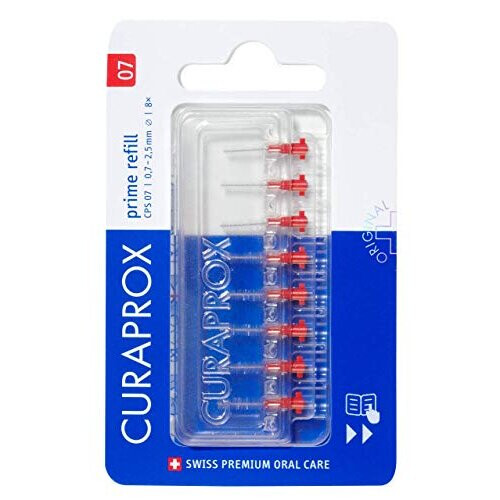Curaprox Curaprox CPS 07 Prime Refill Interdental Brushes, Red – Precise cleaning for interdental spaces