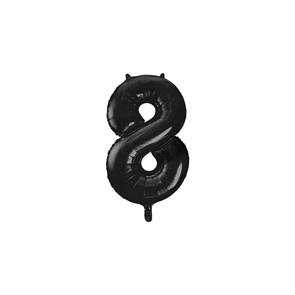 Unique Party 55868 - 34" Giant Foil Number 8 Balloon Black