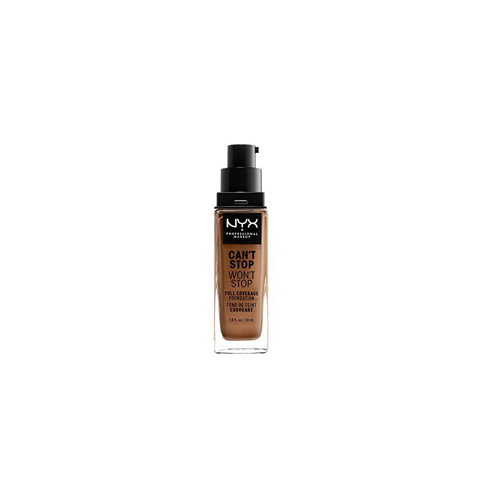 NYX Professional Makeup Can't Stop Won't Stop Full Coverage Foundation, Long Lasting, Waterproof, Vegan Formula, Matte Finish, Shade: Mahogany