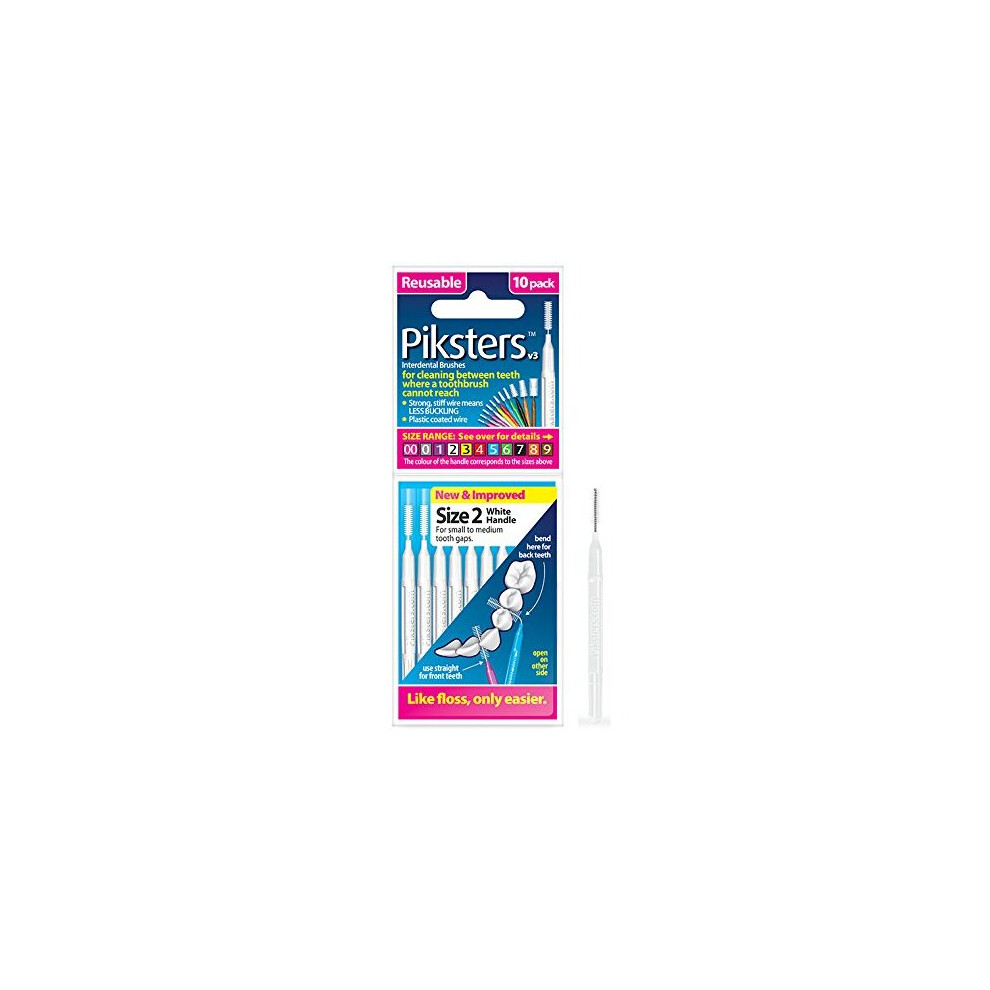 Piksters White Interdental Brushes, Handle Size 2