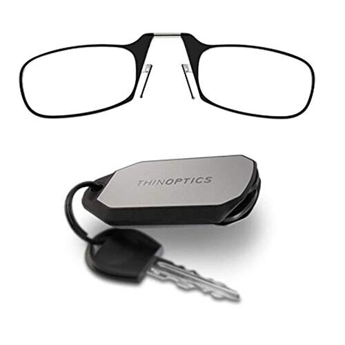 ThinOptics Reading Glasses 1.5 Black Frames and Keychain Case - Compact Foldable Reading Glasses 1.50 Reading Glasses