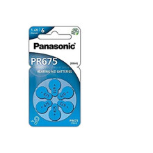 Panasonic PR675 Zinc Air Batteries for Hearing aids, Type 675, 1.4V, Hearing aid Batteries, 6 in a Pack, Blue