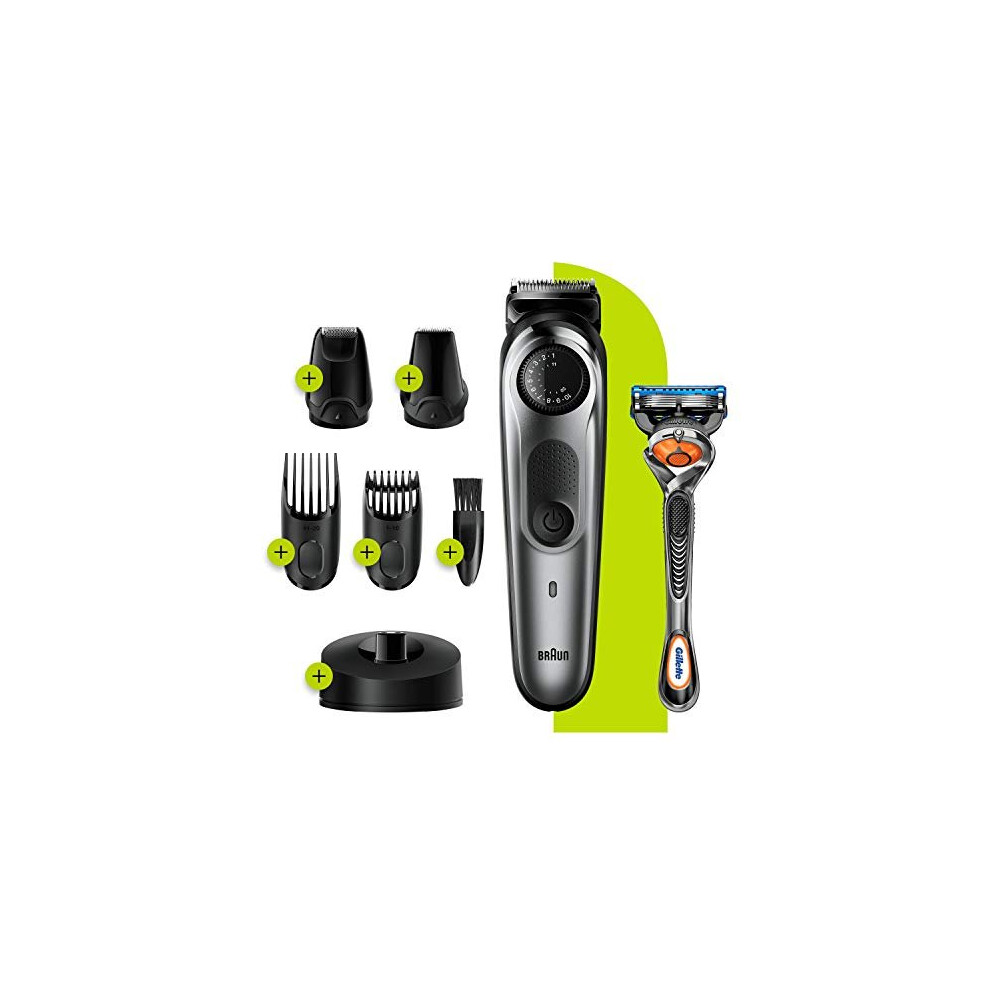 Braun Black/Grey Beard Trimmer Bt7240 And Hair Clipper For Men, Lifetime Sharp Metal Blades, 39 Length Settings, Metal, Uk Two Pin Plug