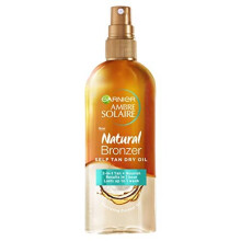 Garnier Ambre Solaire Natural Bronzer Self Tan Dry Oil, Bi-phase Self-Tan Enriched with Coconut Oil for Luminous & Hydrated Tanned Skin 150 ml