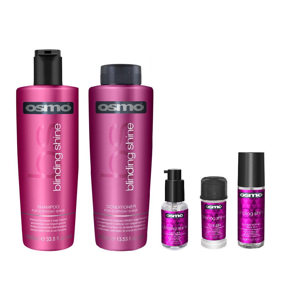 Osmo Blinding Shine Shampoo 1000ml, Conditioner 1000ml, Serum 50ml, Definer 40ml and Finisher 125ml