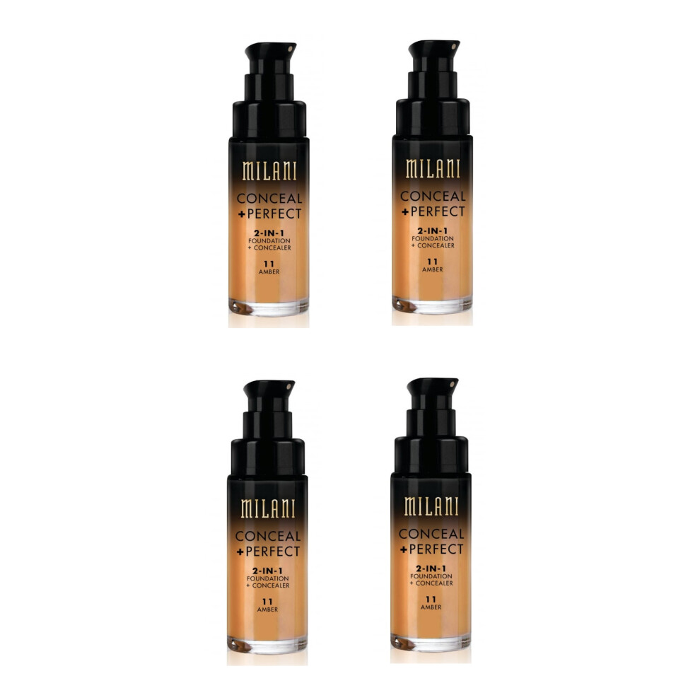 Milani Conceal And Perfect 2 In 1 Foundation + Concealer Amber 30ml x4