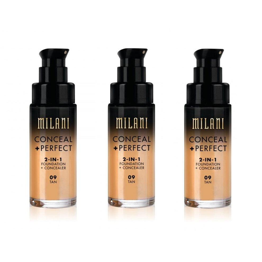 Milani Conceal And Perfect 2 In 1 Foundation + Concealer Tan 30ml x3