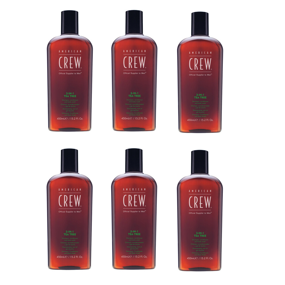 American Crew 3-In-1 Tea Tree Shampoo, Conditioner and Body Wash 450ml x6