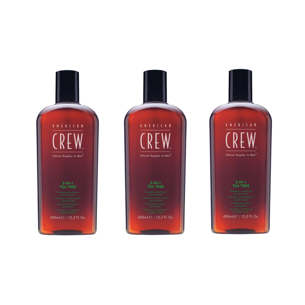 American Crew 3-In-1 Tea Tree Shampoo, Conditioner and Body Wash 450ml x3