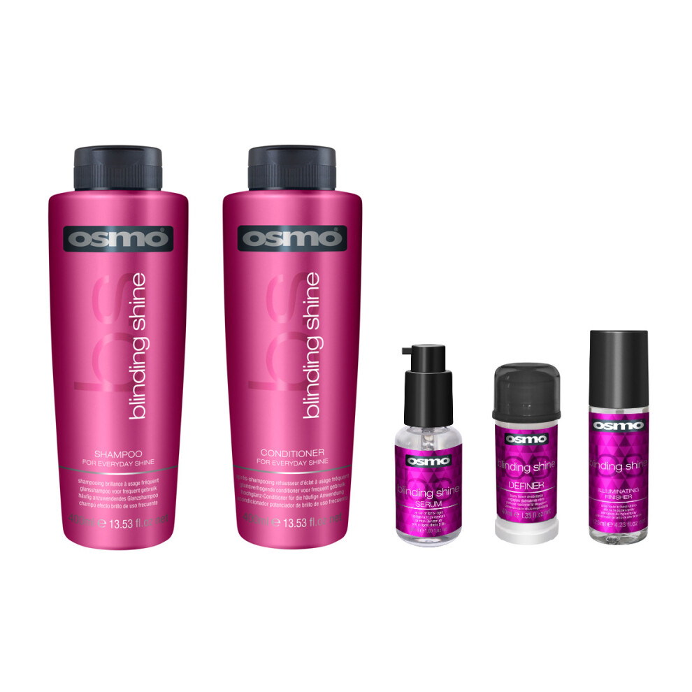 Osmo Blinding Shine Shampoo 400ml, Conditioner 400ml, Serum 50ml, Definer 40ml and Finisher 125ml