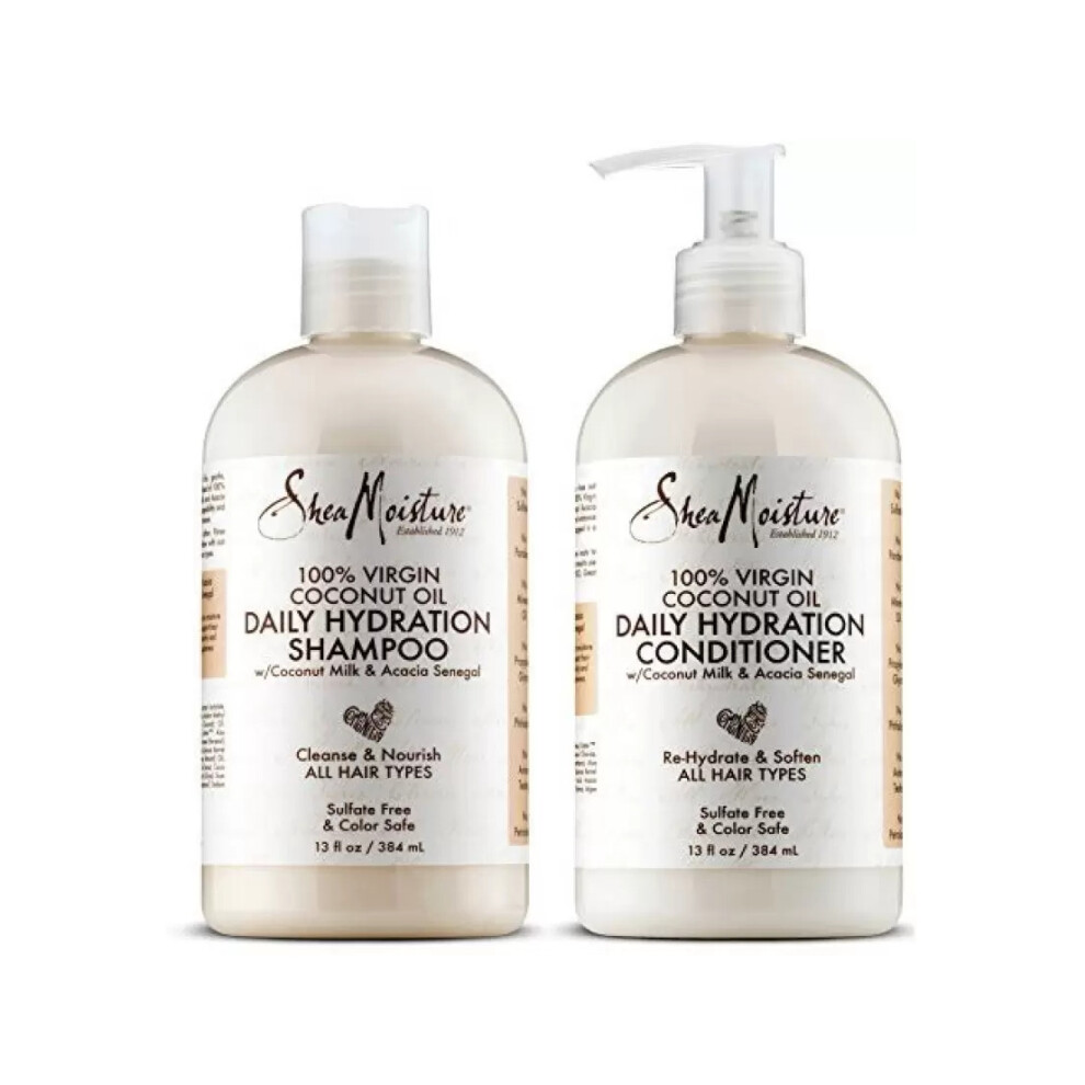 Shea Moisture 100% Virgin Coconut Oil Daily Hydration Shampoo 384ml and Conditioner 384ml