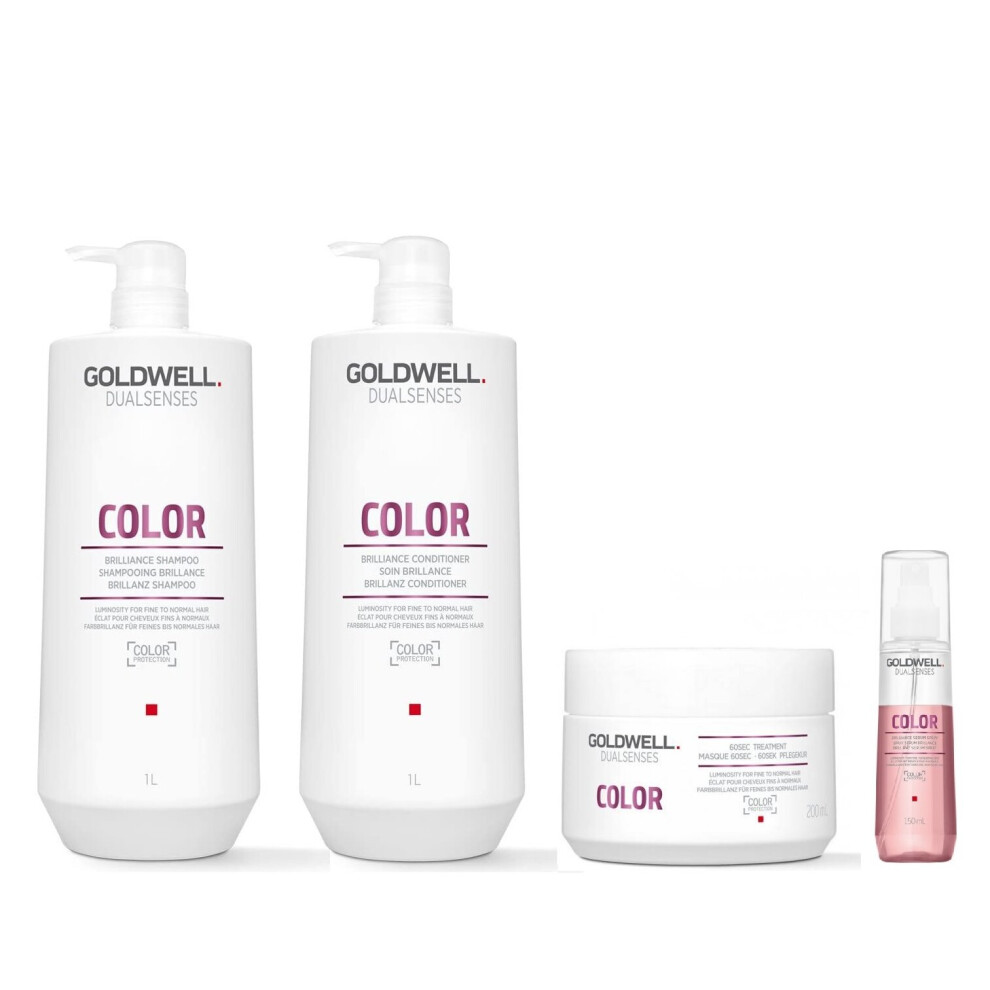 Goldwell Dualsenses Color Shampoo 1000Ml, Conditioner 1000Ml, 60Sec Treatment 200Ml, Serum Spray 150Ml