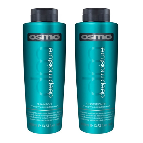 Osmo Deep Moisture Shampoo 400ml & Conditioner 400ml Duo - Thicker, Stronger, Nourished & Rehydrated Hair with Silky Shine