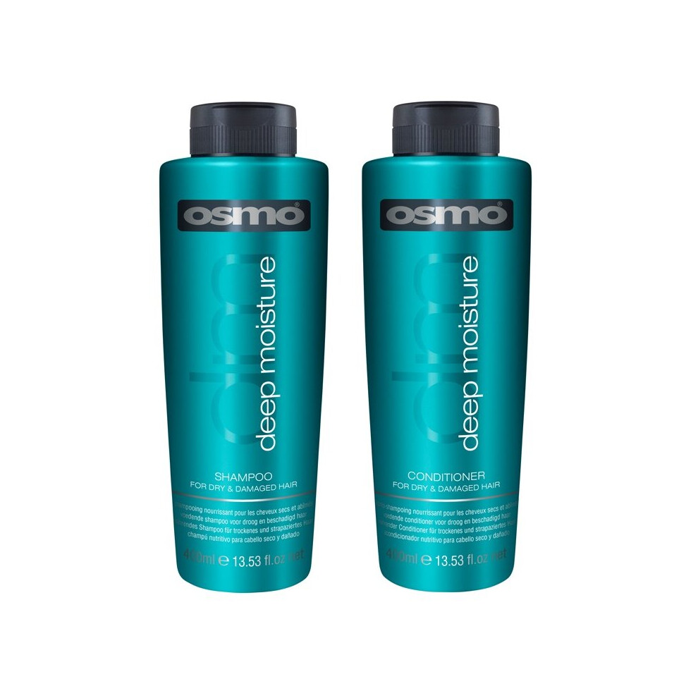 Osmo Deep Moisture Shampoo 400Ml & Conditioner 400Ml Duo - Thicker, Stronger, Nourished & Rehydrated Hair With Silky Shine
