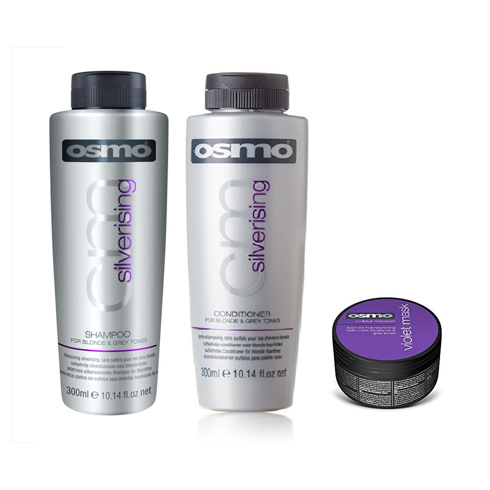 Osmo Silverising Shampoo 300ml, Conditioner 300ml and Violet Mask 100ml