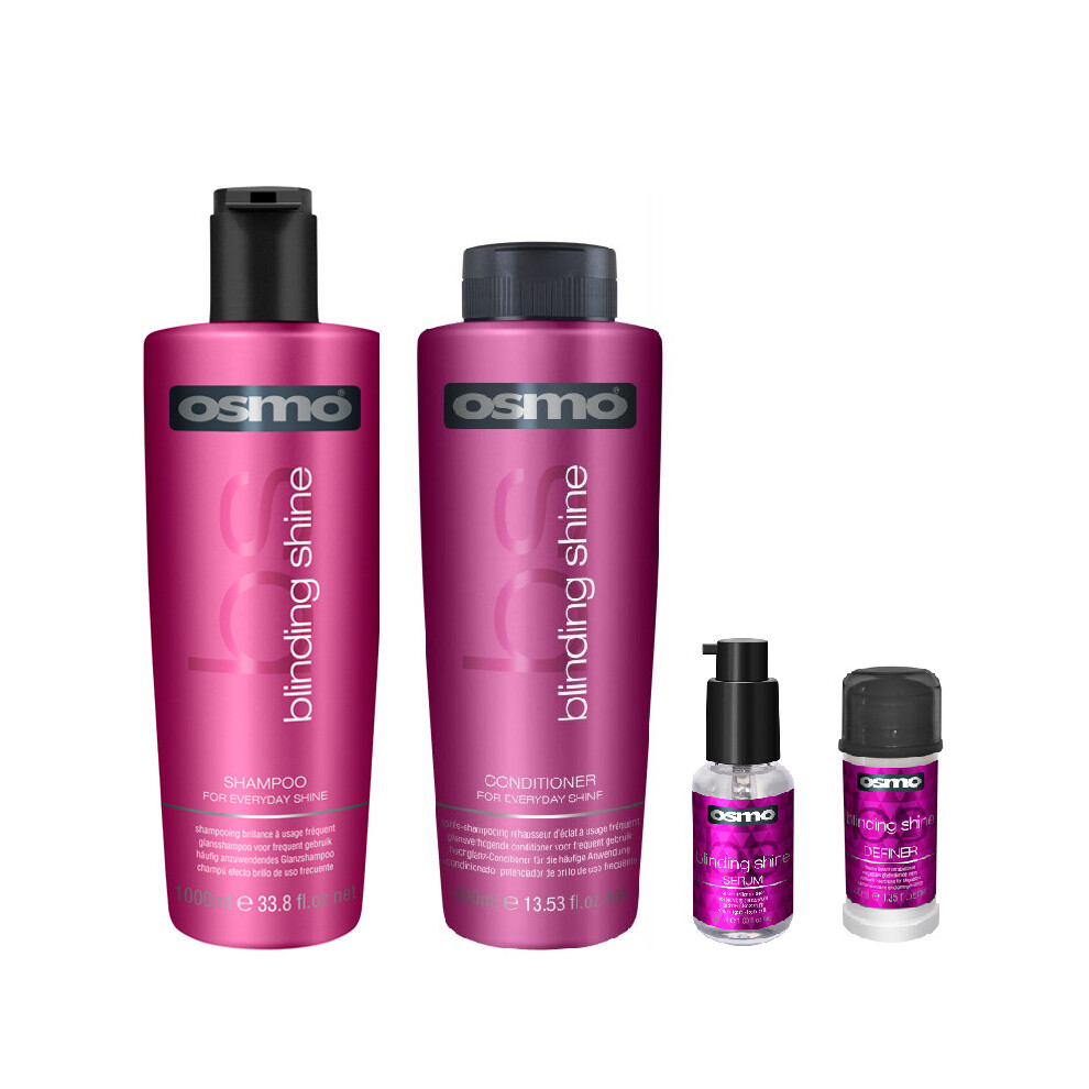 Osmo Blinding Shine Shampoo 1000ml, Conditioner 1000ml, Serum 50ml and Definer 40ml