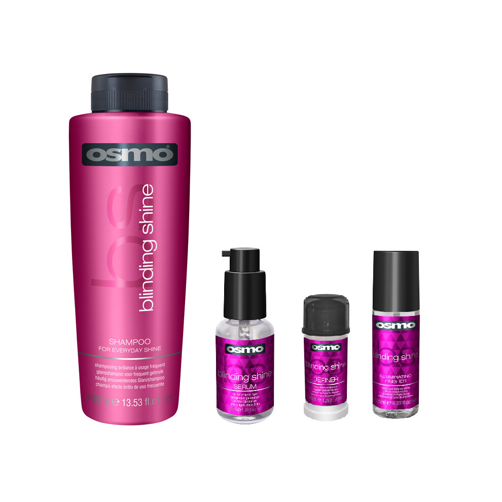 Osmo Blinding Shine Shampoo 400ml, Serum 50ml, Definer 40ml and Finisher 125ml