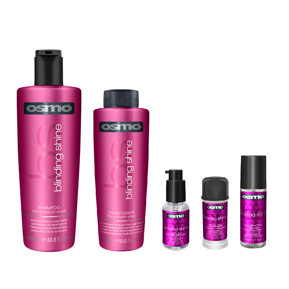 Osmo Blinding Shine Shampoo 1000ml, Conditioner 400ml, Serum 50ml, Definer 40ml and Finisher 125ml